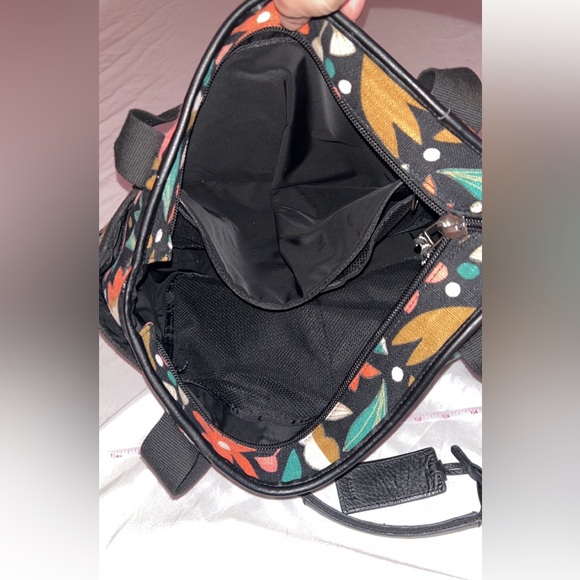 Fossil Key Per Tote Bag XL Floral Themed Canvas Bag Multi Use Cow Hide Hand Made - Picture 8 of 11